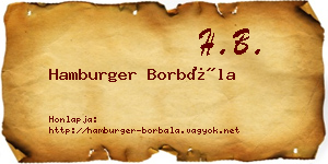 Hamburger Borbála névjegykártya